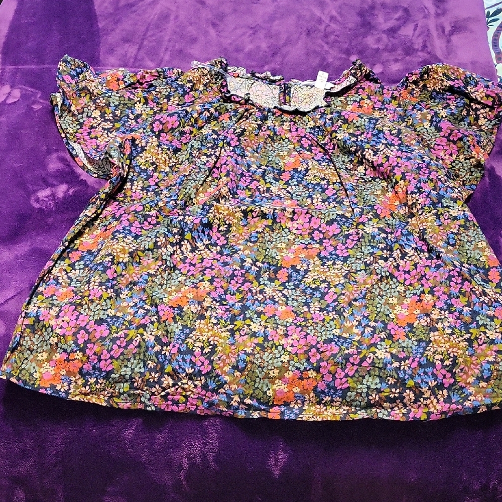 Time and Tru Women's Floral Blouse - Multicolor